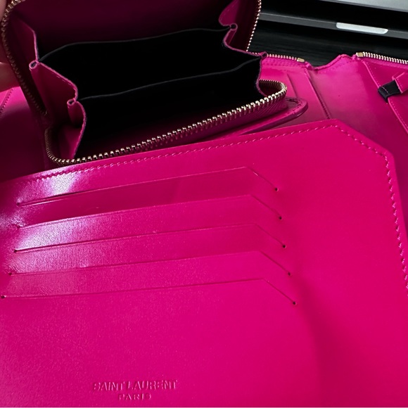 SAINT LAURENT set hot pink iPad tablet case, WALLET leather zip Barbie - Picture 5 of 7